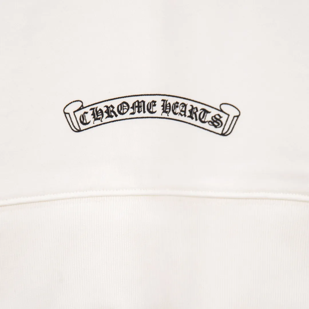 P280 zp version [exclusive supply] Chrome Hearts/Chrome Hearts 2025Fw new autumn and winter 420g pullover round neck long-sleeved sweatshirt CH back hodgepodge horseshoe Sanskrit cross offset letter logo embossing process same style for men and women brand classic pure cotton fabric official synchronization high version high quality fashion personality versatile trend pure original quality original fabric hangtag collar label washed wheat three complete labels Color: black white Size: XS S M L Number: YK10714